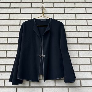 Maria Pinto Black Rhinestone Closure Blazer Jacket Topper